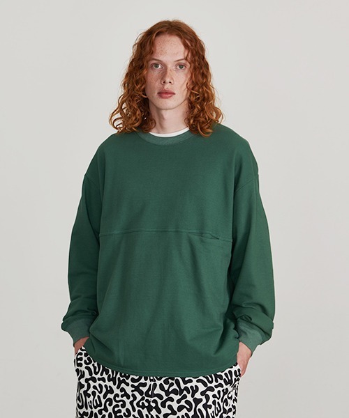 Revo.(レボ)の「Revo. ミニ裏毛 鹿の子 ルーズフィット プルオーバー(Tシャツ/カットソー・メンズ・ブラック/グレイッシュベージュ/グリーン・1/2)」の3枚目の写真