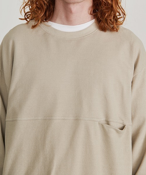 Revo.(レボ)の「Revo. ミニ裏毛 鹿の子 ルーズフィット プルオーバー(Tシャツ/カットソー・メンズ・ブラック/グレイッシュベージュ/グリーン・1/2)」の8枚目の写真