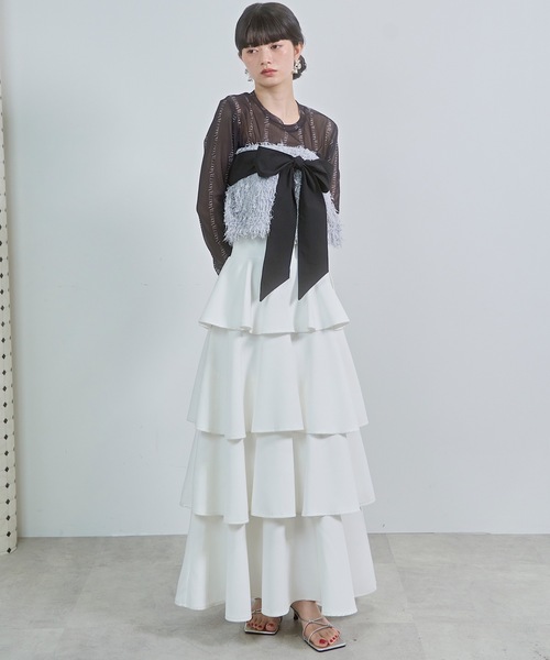 VIOLETTA（ヴィオレッタ）の「カップ付きフリンジベアトップ（チューブトップ・レディース・ブラック/グレー・FREE）」の10枚目の写真