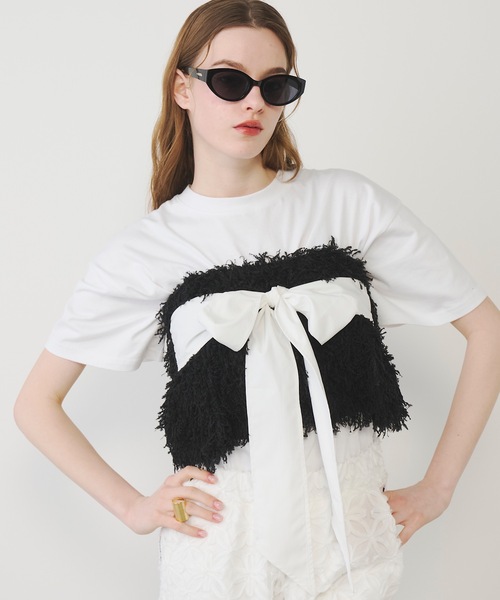 VIOLETTA（ヴィオレッタ）の「カップ付きフリンジベアトップ（チューブトップ・レディース・ブラック/グレー・FREE）」の11枚目の写真