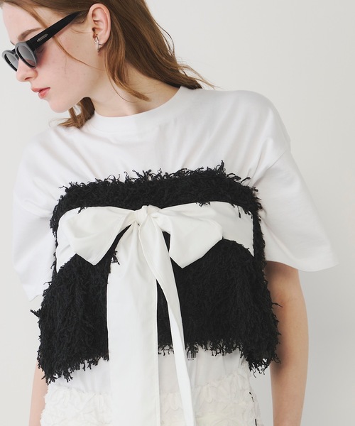 VIOLETTA（ヴィオレッタ）の「カップ付きフリンジベアトップ（チューブトップ・レディース・ブラック/グレー・FREE）」の12枚目の写真