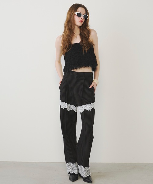 VIOLETTA（ヴィオレッタ）の「カップ付きフリンジベアトップ（チューブトップ・レディース・ブラック/グレー・FREE）」の16枚目の写真