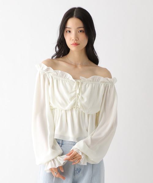 Heather(ヘザー)の「アソートオフショルブラウス 328003(シャツ/ブラウス・レディース・ブラック系その他/アイボリー/ピンク系その他・FREE)」の2枚目の写真