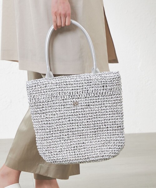 amaca（アマカ）の「ペーパートートバッグ（トートバッグ・レディース・ホワイト/パープル系その他2/ダークネイビー・FREE）」の5枚目の写真