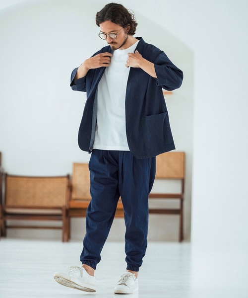Magine(マージン)の「mj10632-Rayon Denim Fabric Button & Lapelless 3-4 Sleeve Jacket デニムジャケット(デニムジャケット・メンズ・ワンウォッシュ/ブラック系その他/ダークインディゴブルー・44/46/48)」の17枚目の写真