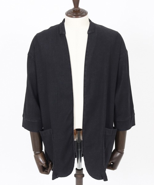 Magine(マージン)の「mj10632-Rayon Denim Fabric Button & Lapelless 3-4 Sleeve Jacket デニムジャケット(デニムジャケット・メンズ・ワンウォッシュ/ブラック系その他/ダークインディゴブルー・44/46/48)」の15枚目の写真