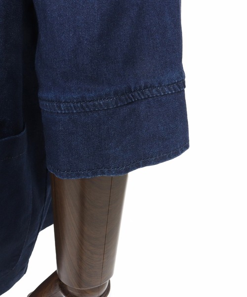 Magine(マージン)の「mj10632-Rayon Denim Fabric Button & Lapelless 3-4 Sleeve Jacket デニムジャケット(デニムジャケット・メンズ・ワンウォッシュ/ブラック系その他/ダークインディゴブルー・44/46/48)」の9枚目の写真