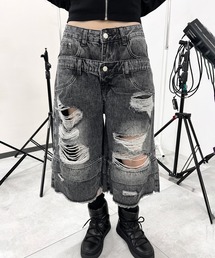 Figments | ダブルウエストクラッシュハーフパンツ(デニムパンツ)