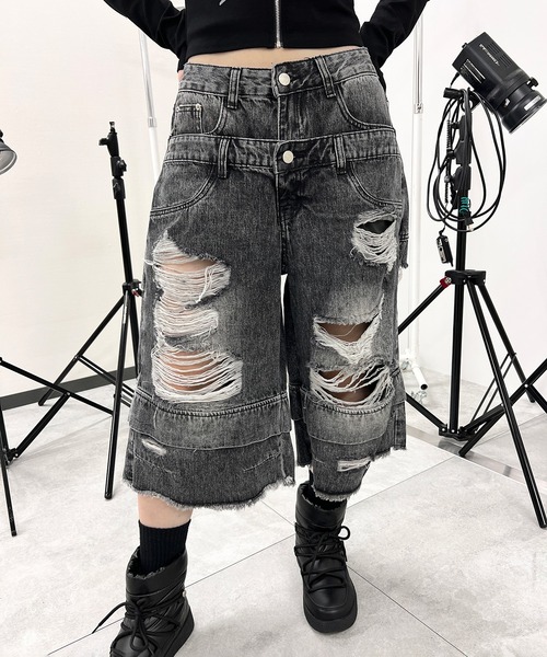LOHEN ローヘン　黒 ダブルウエストハーフパンツ lohen ローヘン ダブルウェストハーフパンツ 36 - メルカリ