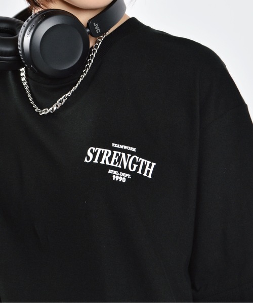 MODISH GAZE(モディシュガゼ)の「【MODISH GAZE】STRENGTHオーバルロゴTシャツ(Tシャツ/カットソー・レディース・ブラック/ホワイト・LARGE)」の14枚目の写真