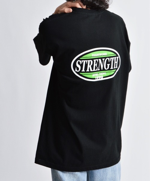 MODISH GAZE(モディシュガゼ)の「【MODISH GAZE】STRENGTHオーバルロゴTシャツ(Tシャツ/カットソー・レディース・ブラック/ホワイト・LARGE)」の6枚目の写真