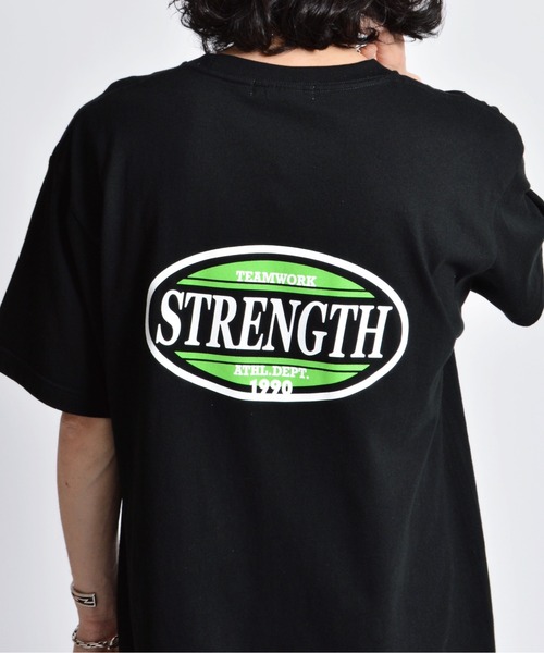 MODISH GAZE(モディシュガゼ)の「【MODISH GAZE】STRENGTHオーバルロゴTシャツ(Tシャツ/カットソー・レディース・ブラック/ホワイト・LARGE)」の7枚目の写真