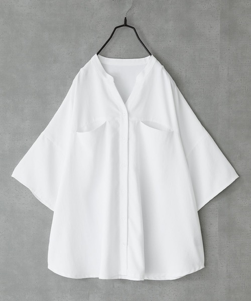 n'OrLABEL(ノアールレーベル)の「【機能素材】『スキッパーシャツ』(シャツ/ブラウス・レディース・ブルー/オフホワイト/ブラック・FREE)」の7枚目の写真