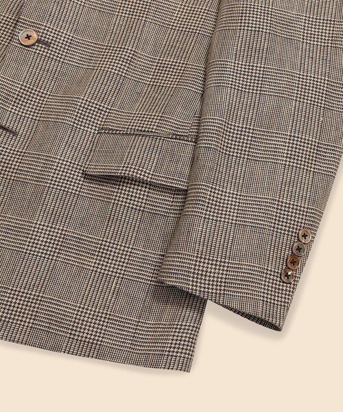 BROOKS BROTHERS（ブルックスブラザーズ）の「アイリッシュリネン　グレンプラッド　２釦アンコンジャケット　Classic（テーラードジャケット・メンズ・ベージュ・36SHT/38SHT/39SHT/40SHT/42SHT）」の3枚目の写真