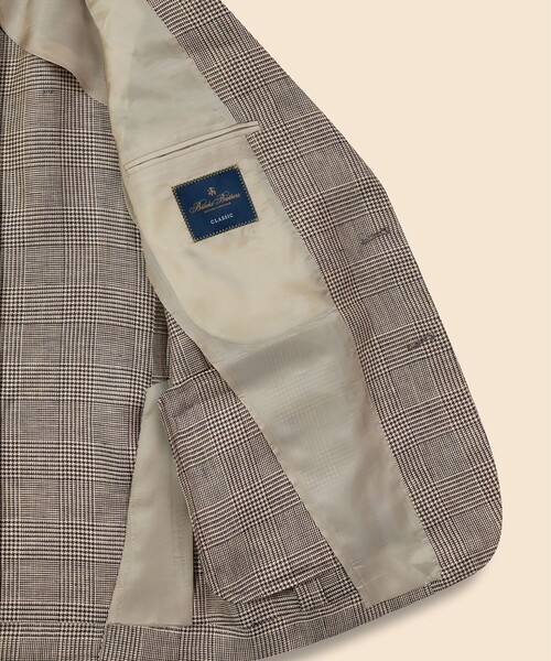 BROOKS BROTHERS（ブルックスブラザーズ）の「アイリッシュリネン　グレンプラッド　２釦アンコンジャケット　Classic（テーラードジャケット・メンズ・ベージュ・36SHT/38SHT/39SHT/40SHT/42SHT）」の6枚目の写真