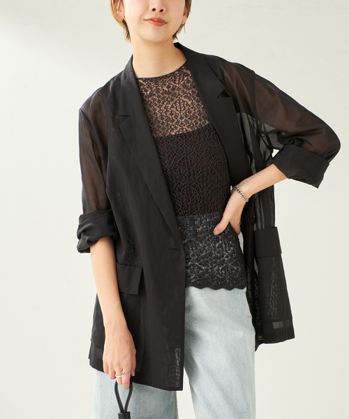 plage（プラージュ）の「SHEER ジャケット（テーラードジャケット・レディース・ブラウン/ブラック・36/38）」の22枚目の写真