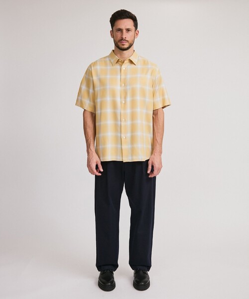Saturdays NYC（サタデーズ ニューヨークシティ ）の「Bruce Short Sleeve Checked SS Shirts（シャツ/ブラウス・メンズ・イエロー/オフホワイト・L/M/S/XL）」の4枚目の写真