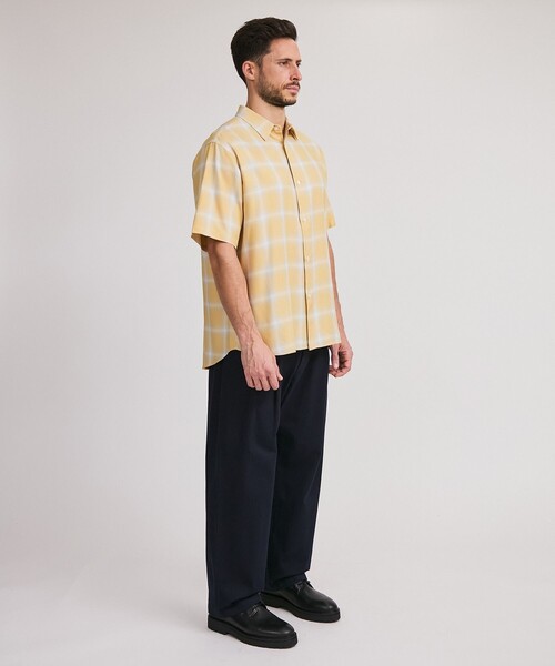 Saturdays NYC（サタデーズ ニューヨークシティ ）の「Bruce Short Sleeve Checked SS Shirts（シャツ/ブラウス・メンズ・イエロー/オフホワイト・L/M/S/XL）」の5枚目の写真