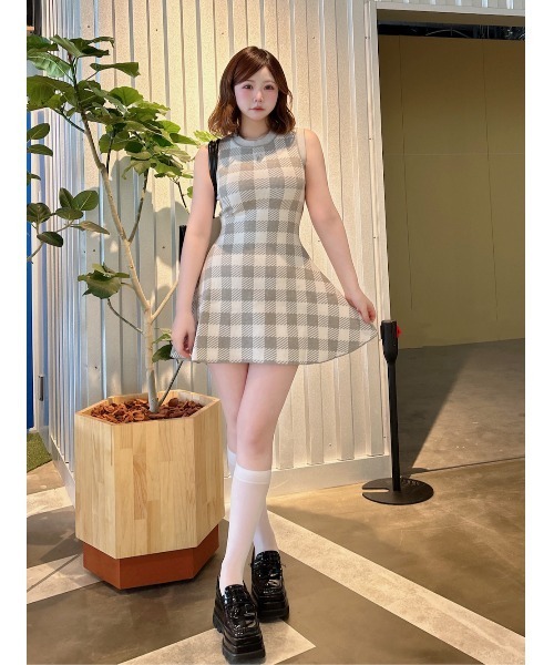 Darich DRロゴギンガムニットミニワンピース DRロゴギンガムニットミニワンピース – Darich (ダーリッチ)