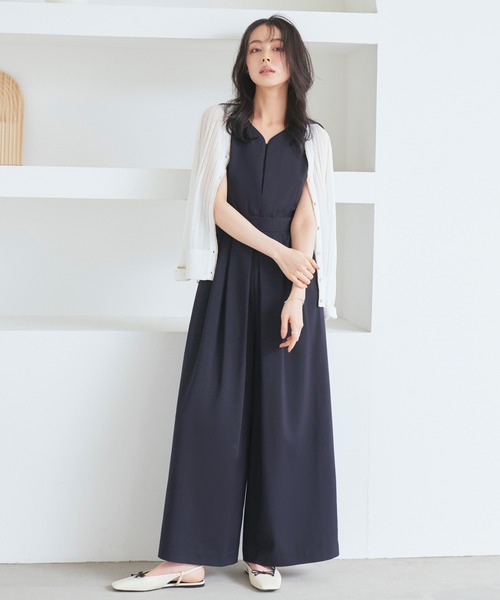ルイルエブティック RUIRUE BOUTIQUE レースカーデ＆キーネックオールインワンセットアップ （ブラック） レースカーデ＆キーネックオールインワンセットアップ | ルイ