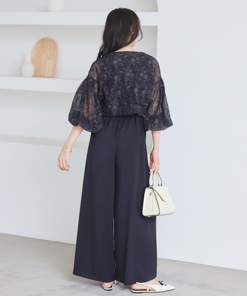 ルイルエブティック RUIRUE BOUTIQUE シアーバックプリーツキーネックシャツ （オフホワイト） ルイルエブティック RUIRUE BOUTIQUE シアーバックプリーツ