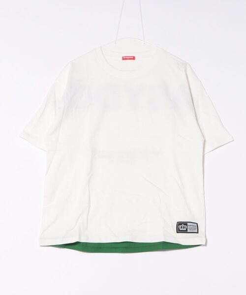 BABYDOLL(ベビードール)の「【綿100%】 親子お揃い バックロゴレイヤードTシャツ 0545A(Tシャツ/カットソー・メンズ・オフホワイト/ブラック・M/S/XL/L)」の1枚目の写真