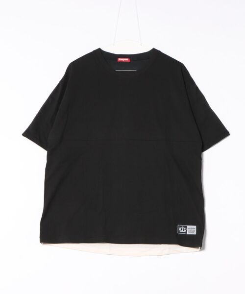 BABYDOLL(ベビードール)の「【綿100%】 親子お揃い バックロゴレイヤードTシャツ 0545A(Tシャツ/カットソー・メンズ・オフホワイト/ブラック・M/S/XL/L)」の2枚目の写真
