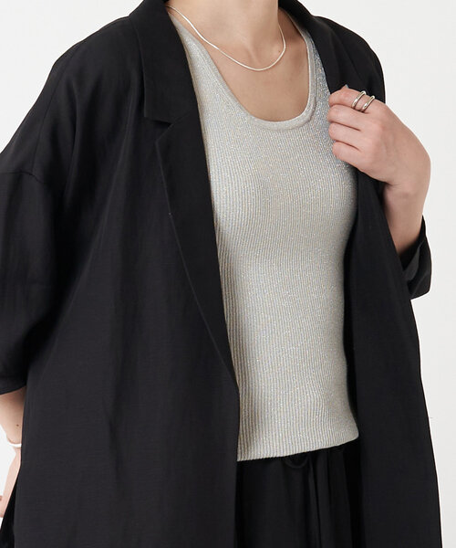 LIVETART（リヴェタート）の「ラメリブタンク（ニット/セーター・レディース・グレー/ブラウン・FREE）」の2枚目の写真