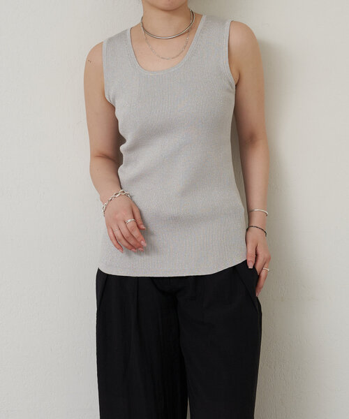 LIVETART（リヴェタート）の「ラメリブタンク（ニット/セーター・レディース・グレー/ブラウン・FREE）」の3枚目の写真