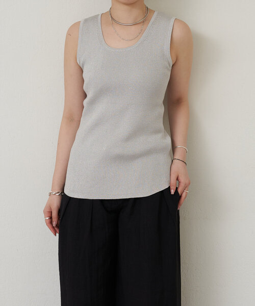 LIVETART（リヴェタート）の「ラメリブタンク（ニット/セーター・レディース・グレー/ブラウン・FREE）」の4枚目の写真