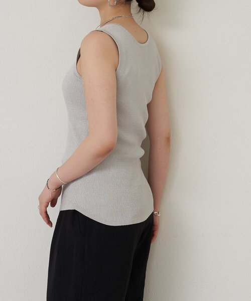 LIVETART（リヴェタート）の「ラメリブタンク（ニット/セーター・レディース・グレー/ブラウン・FREE）」の5枚目の写真