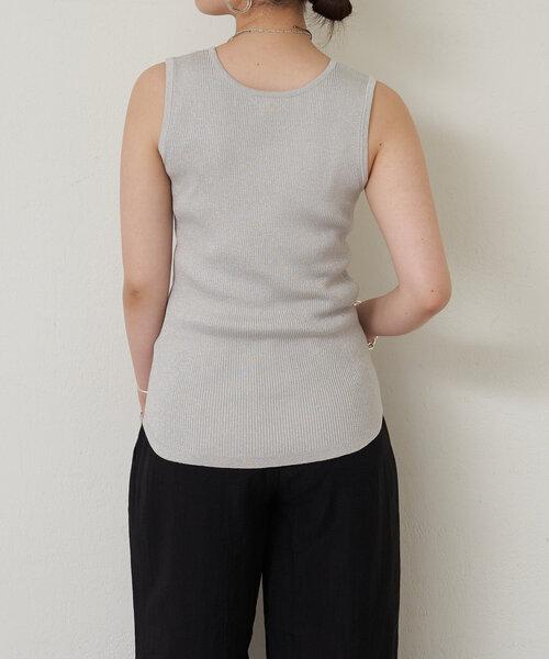 LIVETART（リヴェタート）の「ラメリブタンク（ニット/セーター・レディース・グレー/ブラウン・FREE）」の6枚目の写真