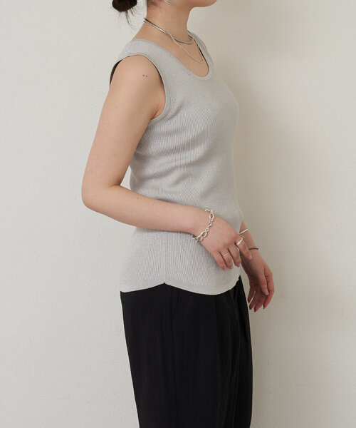 LIVETART（リヴェタート）の「ラメリブタンク（ニット/セーター・レディース・グレー/ブラウン・FREE）」の7枚目の写真