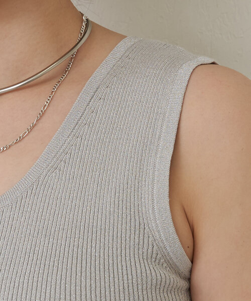 LIVETART（リヴェタート）の「ラメリブタンク（ニット/セーター・レディース・グレー/ブラウン・FREE）」の8枚目の写真