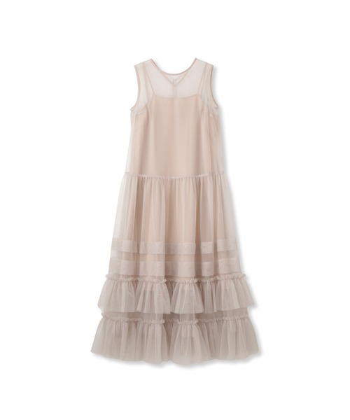 QUEENS COURT（クイーンズコート）の「チュールフリルワンピースアンサンブル≪手洗い可能≫（ワンピース・レディース・ピンク/チャコールグレー・M）」の3枚目の写真