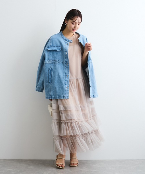 QUEENS COURT（クイーンズコート）の「チュールフリルワンピースアンサンブル≪手洗い可能≫（ワンピース・レディース・ピンク/チャコールグレー・M）」の12枚目の写真