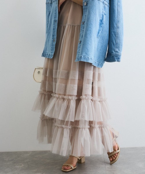 QUEENS COURT（クイーンズコート）の「チュールフリルワンピースアンサンブル≪手洗い可能≫（ワンピース・レディース・ピンク/チャコールグレー・M）」の10枚目の写真