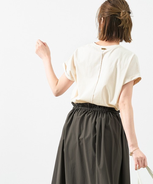 MICA&DEAL（マイカ＆ディール）の「"SHARON"ロゴヘムラウンドT-shirt〈2サイズ展開〉（Tシャツ/カットソー・レディース・ライトベージュ/ホワイト/ピンク/ネイビー・36/38）」の10枚目の写真