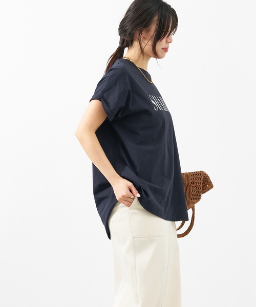 MICA&DEAL（マイカ＆ディール）の「"SHARON"ロゴヘムラウンドT-shirt〈2サイズ展開〉（Tシャツ/カットソー・レディース・ライトベージュ/ホワイト/ピンク/ネイビー・36/38）」の13枚目の写真