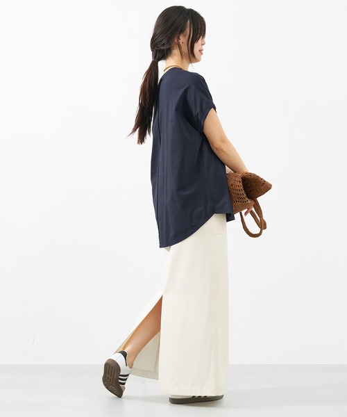 MICA&DEAL（マイカ＆ディール）の「"SHARON"ロゴヘムラウンドT-shirt〈2サイズ展開〉（Tシャツ/カットソー・レディース・ライトベージュ/ホワイト/ピンク/ネイビー・36/38）」の14枚目の写真