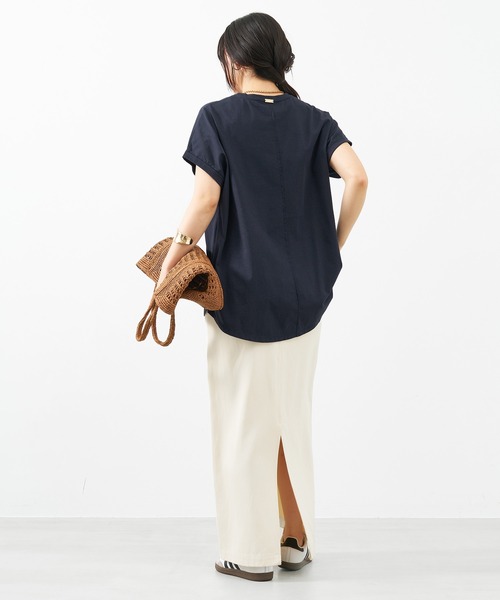 MICA&DEAL（マイカ＆ディール）の「"SHARON"ロゴヘムラウンドT-shirt〈2サイズ展開〉（Tシャツ/カットソー・レディース・ライトベージュ/ホワイト/ピンク/ネイビー・36/38）」の15枚目の写真