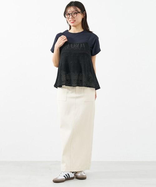 MICA&DEAL（マイカ＆ディール）の「"SHARON"ロゴヘムラウンドT-shirt〈2サイズ展開〉（Tシャツ/カットソー・レディース・ライトベージュ/ホワイト/ピンク/ネイビー・36/38）」の17枚目の写真