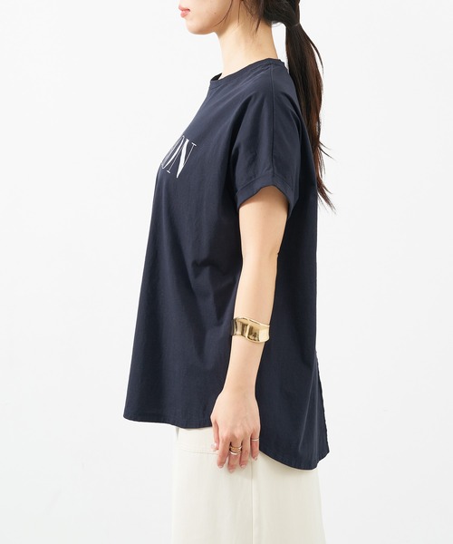 MICA&DEAL（マイカ＆ディール）の「"SHARON"ロゴヘムラウンドT-shirt〈2サイズ展開〉（Tシャツ/カットソー・レディース・ライトベージュ/ホワイト/ピンク/ネイビー・36/38）」の20枚目の写真