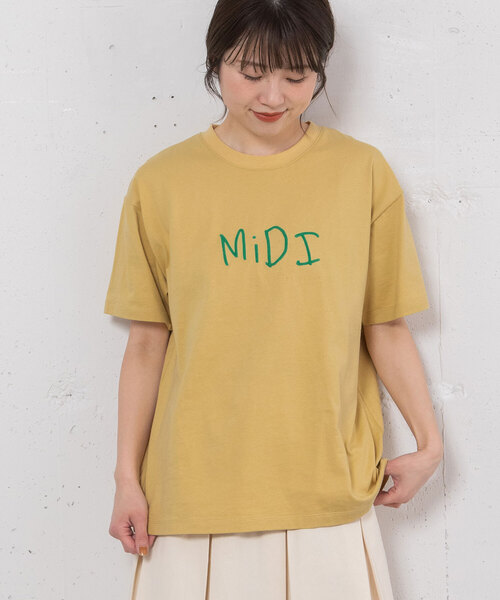 POU DOU DOU(プードゥドゥ)の「ロゴ刺繍Tシャツ(Tシャツ/カットソー・レディース・オフホワイト/ライトイエロー/ブラック・M)」の1枚目の写真