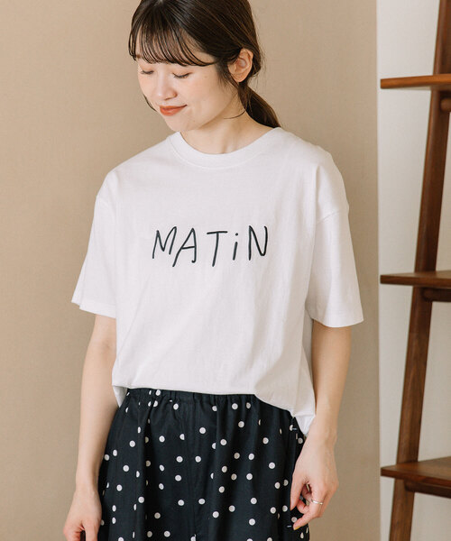 POU DOU DOU(プードゥドゥ)の「ロゴ刺繍Tシャツ(Tシャツ/カットソー・レディース・オフホワイト/ライトイエロー/ブラック・M)」の4枚目の写真