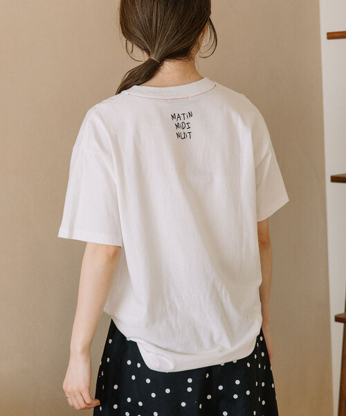 POU DOU DOU(プードゥドゥ)の「ロゴ刺繍Tシャツ(Tシャツ/カットソー・レディース・オフホワイト/ライトイエロー/ブラック・M)」の6枚目の写真