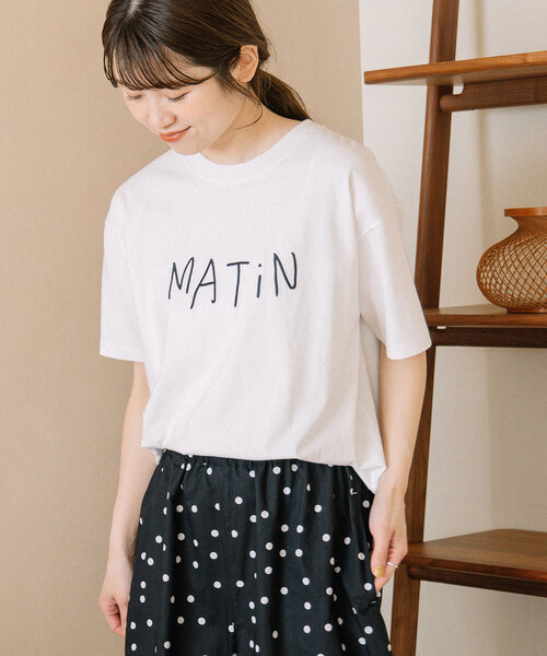 POU DOU DOU(プードゥドゥ)の「ロゴ刺繍Tシャツ(Tシャツ/カットソー・レディース・オフホワイト/ライトイエロー/ブラック・M)」の7枚目の写真
