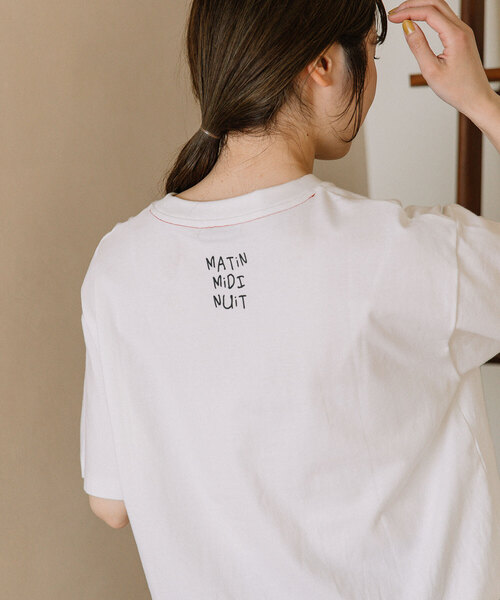 POU DOU DOU(プードゥドゥ)の「ロゴ刺繍Tシャツ(Tシャツ/カットソー・レディース・オフホワイト/ライトイエロー/ブラック・M)」の12枚目の写真