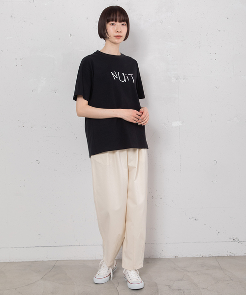 POU DOU DOU(プードゥドゥ)の「ロゴ刺繍Tシャツ(Tシャツ/カットソー・レディース・オフホワイト/ライトイエロー/ブラック・M)」の18枚目の写真