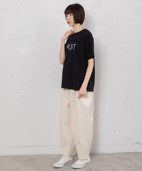 POU DOU DOU(プードゥドゥ)の「ロゴ刺繍Tシャツ(Tシャツ/カットソー・レディース・オフホワイト/ライトイエロー/ブラック・M)」の19枚目の写真